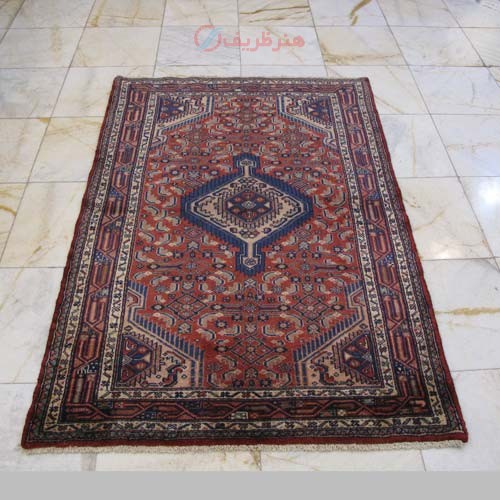 فرش دستبافت - خرید و قیمت فرش دستباف اسد آباد همدان طرح لچک و ترنج سایز ذرع و نيم رنگ زمینه لاكي کد ۳۸۰۷۵ - هنرظریف