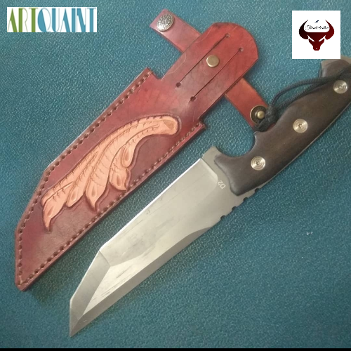 خرید، قیمت و مشخصات غلاف چرمی حکاکی شده چاقو دست رنگ و دستدوز بسیار شیک و بادوام | هنرظریف