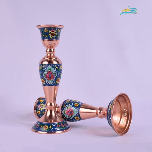 خرید، قیمت و مشخصات شمعدان بزرگ مس و پرداز، مناسب برای دکور و پذیرایی در منزل و محل کار | هنرظریف