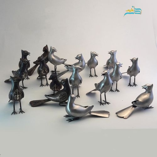 خرید، قیمت و مشخصات گنجشک کاکلی تمام نقره کوب بسیار ظریف، با ماندگاری بالا و مقاوم در برابر نور | هنرظریف