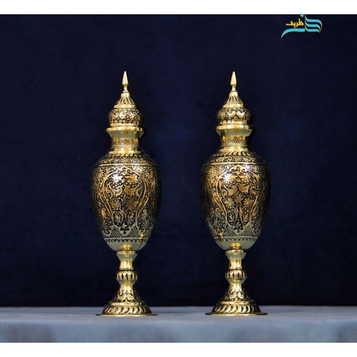 خرید، قیمت و مشخصات سمبلدان قلم زنی اعلاء جنس برنج و سیاه قلم، 36 سانتی با ضمانت نامه معتبر زیر قیمت بازار | هنرظریف