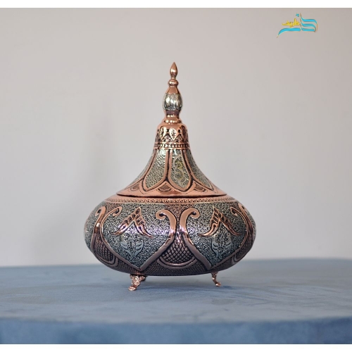 خرید، قیمت و مشخصات گز خوری برنجی با روکش کوره ای مس و نقره، رنگ ثابت با ضمانت نامه معتبر | هنرظریف