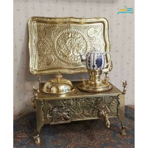 خرید، قیمت و مشخصات منقل سماوری قلمزنی زغالی برنجی با قلمکاری بسیار ظریف و زیبا، سنگین وزن، زیر قیمت بازار | هنرظریف