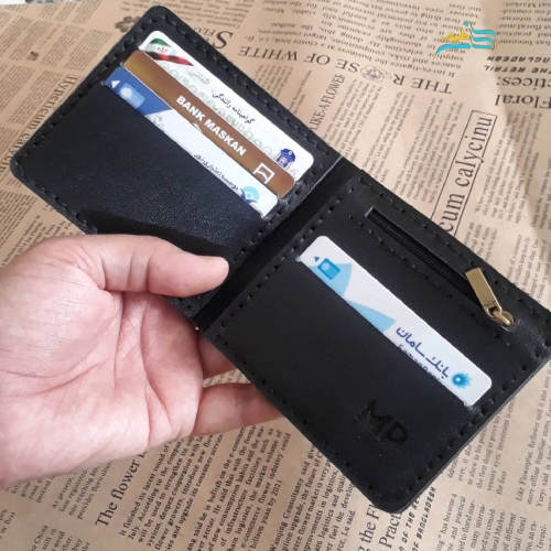 خرید، قیمت و مشخصات کیف پول جیبی جنس چرم بز مشکی، دارای 4 جای کارت بسیار زیبا و شیک با ضمانت | هنرظریف