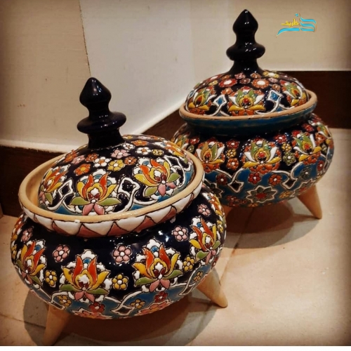 خرید، قیمت و مشخصات آجیل خوری سفالی میناکاری کاملاً کاربردی و قابل شستشو با کیفیت عالی _ هنرظریف