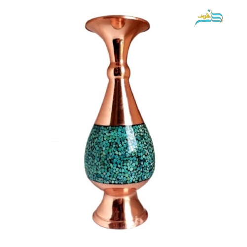 خرید، قیمت و مشخصات گلدان فیروزه کوبی مدل صراحی کد ۱۰۱۵ سنگ اصل نیشابور با کیفیت بالا | هنرظریف