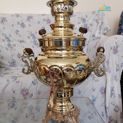 خرید، قیمت و مشخصات سماور برنجی زغالی 6 لیتری دسته ماهی، سنگین وزن، زیر قیمت | هنرظریف