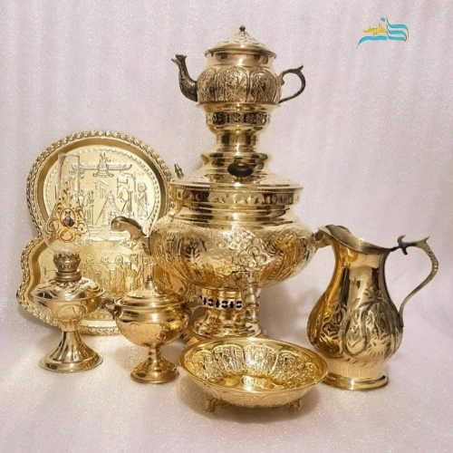 خرید، قیمت و مشخصات سرویس سماور ٦ لیتری برنجی زغالی، سنگین وزن به قیمت تولیدی _ هنرظریف