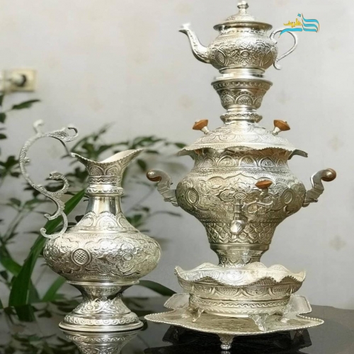 خرید، قیمت و مشخصات سرویس سماور برنجی ٣.٥ لیتری با روکش کوره ای و رنگ ثابت به قیمت تولیدی - هنرظریف