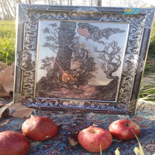 خری، قیمت و مشخصات سینی دکوری قلمزنی مسی ریز قلم چهره سیاه قلم - هنرظریف