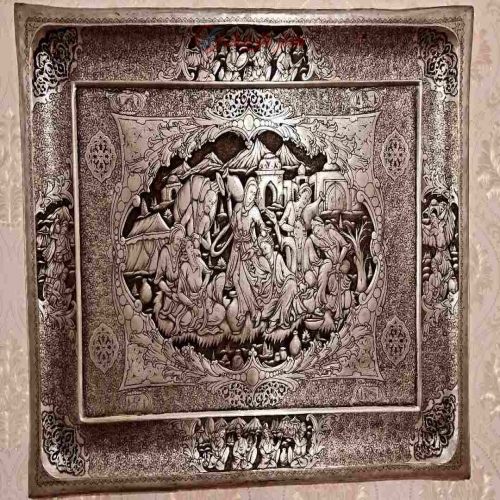 خرید، قیمت و مشخصات تابلو مسی تمام قلمزنی شده طرح منظره به وزن 9 کیلوگرم - هنرظریف