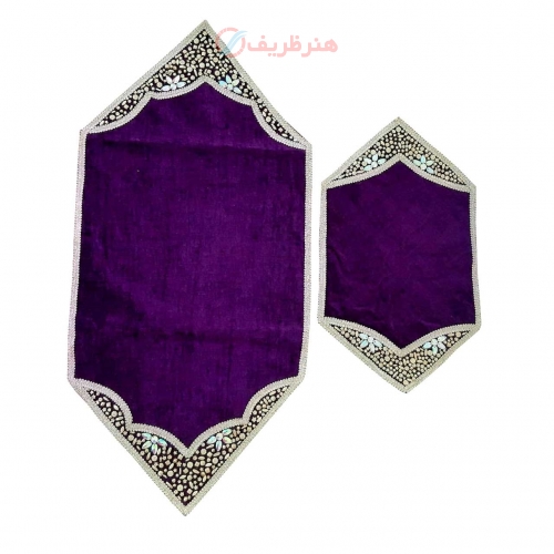 خرید و قیمت ست دو تکه رومیزی پارچه مخمل سنگ دوزی و نوار دوزی و تکه دوزی - هنرظریف