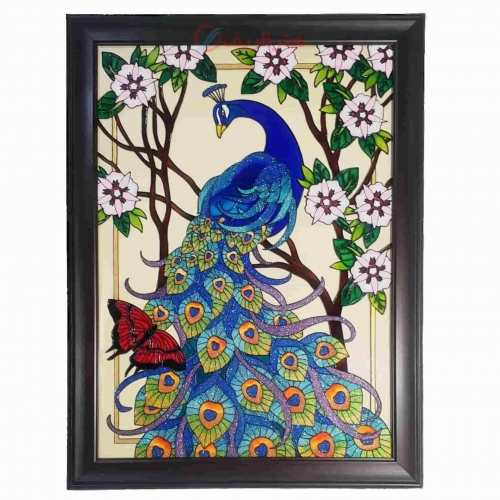 خرید و قیمت تابلو دیوارکوب ویترای 59 در 44 سانت طرح طاووس با بهترین متریال - هنرظریف