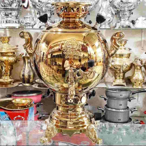 خریدو قیمت سماور گازی آب طلا برنجی 3 لیتری - هنرظریف