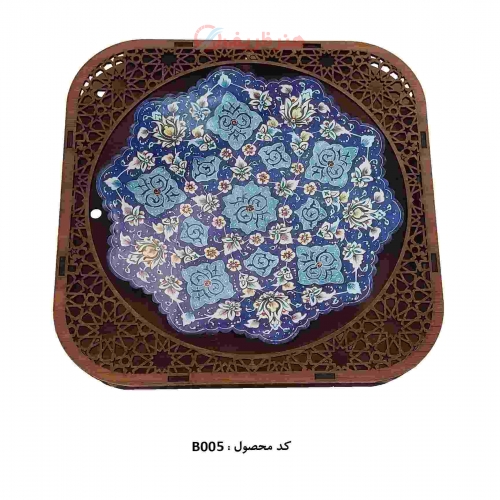 خرید بشقاب میناکاری طرح گل و پرداز و اسلیمی قطر 20 سانتیمتر - هنرظریف