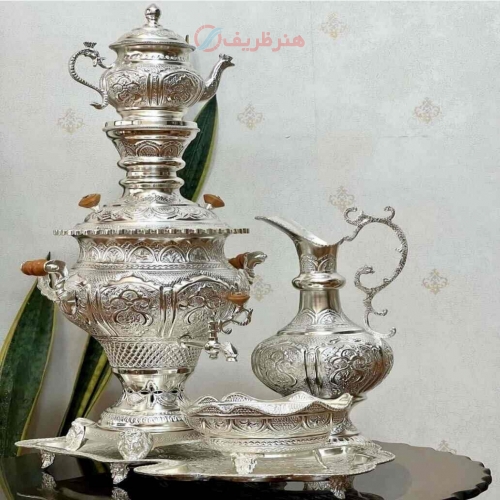 قیمت و خرید - سماور زغالی 5 لیتری با روکش نقره اعلاء - هنرظریف