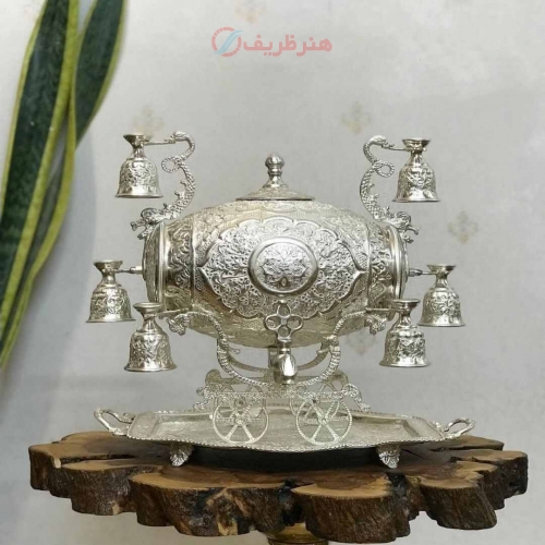 قیمت و خرید - بشکه شربت خوری برنجی لوکس با روکش کوره ای نقره و رنگ ثابت - هنرظریف