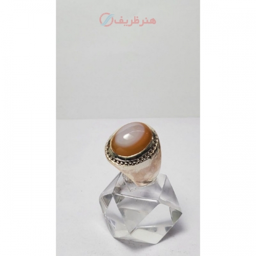 خرید، قیمت و مشخصات انگشتر عقیق مردانه دو پوست معدنی با رکاب نقره عیار 925 - هنرظریف