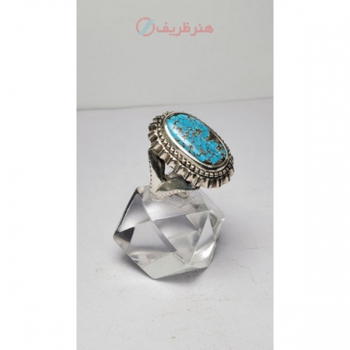 خرید، قیمت و مشخصات انگشتر فیروزه شجری نیشابوری با رکاب نقره دست ساز اثر استاد دانیال و عیار نقره 925 - هنرظریف