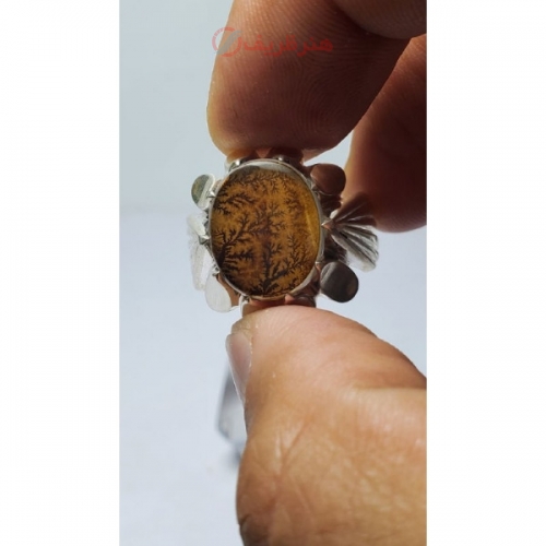 خرید، قیمت و مشخصات انگشتر شجر یمنی دو پوست با رکاب نقره دست ساز و عیار 925 - هنرظریف