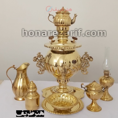 قیمت و خرید سرویس سماور زغالی برنجی 6 لیتری مدل شاهی دسته ماهی سنگین وزن - هنرظریف