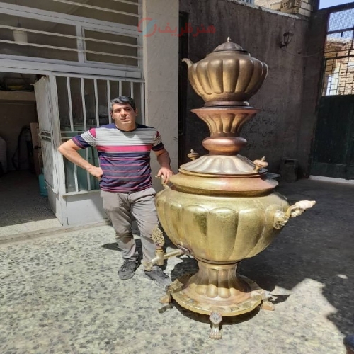 خرید و قیمت انواع سماور برنجی زغالی 40، 50، 60، 70 و 80 لیتری قلمزنی سفارشی ساز با کیفیت عالی - هنرظریف