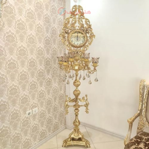 خرید، قیمت و مشخصات آباژور ساعتی 4 شاخه جنس آلیاژ آلومینیوم آبکاری برنج زیر قیمت بازار - هنرظریف