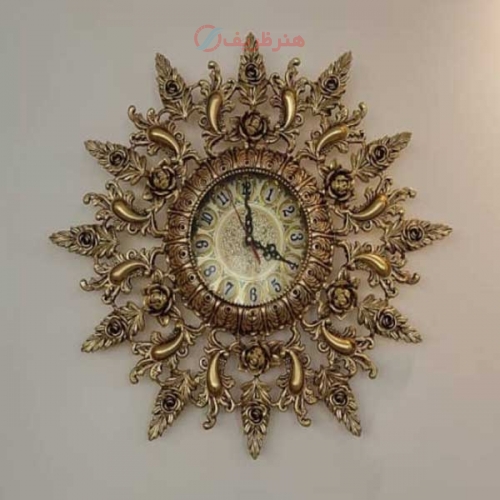 خرید، قیمت و مشخصات ساعت دیواری جنس آلیاژ آلومینیوم آبکاری برنج با رنگ ثابت - هنرظریف