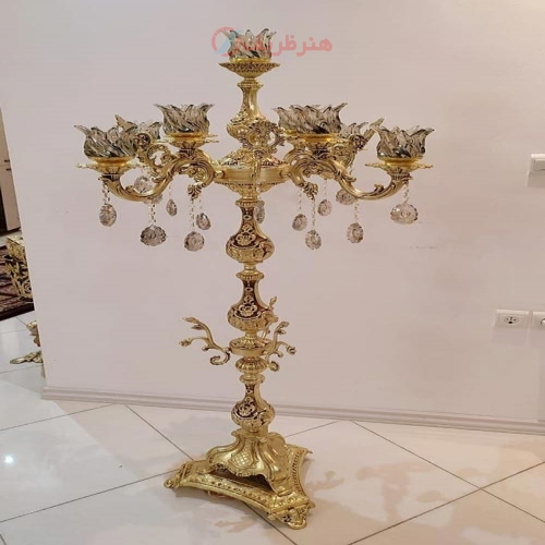 آباژور شاخه بزرگ s ایتالیا، 4 شاخه 9 روشنایی به ارتفاع 170 سانتیمتر، رنگ ثابت با 5 سال ضمانت آبکاری _ هنرظریف