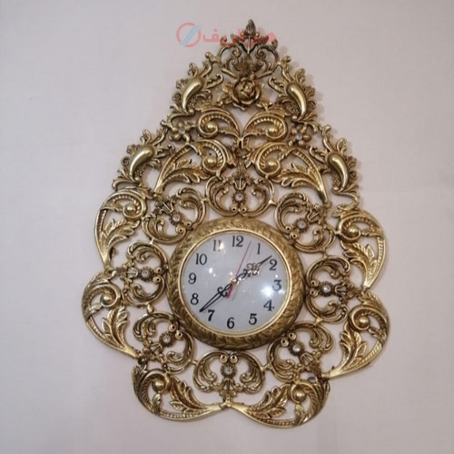 مشخصات، ساعت دیواری مدل پیچک، جنس آلیاژ آلومینیوم با آبکاری برنز، رنگ ثابت | هنرظریف