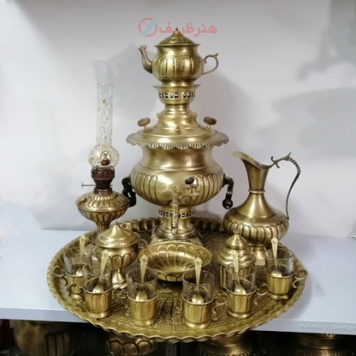 خرید آنلاین سماور زغالی یلدا سرویس برنجی 7 لیتری با ورق ضخیم و سنگین وزن | هنرظریف