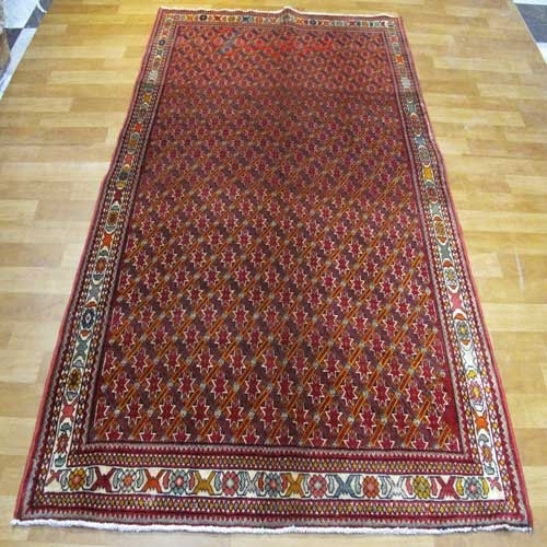 مشخصات،  قیمت و خرید فرش دستباف شيراز طرح بندي سایز پرده اي رنگ زمینه لاكي رنگ حاشیه كرم | هنرظریف