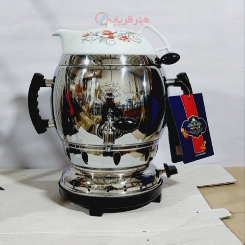 خرید، قیمت و مشخصات سماور گازی برنجی 6 لیتری آپولونی با ورق ضخیم 0.7 و روکش کروم به قیمت تولیدی | هنرظریف