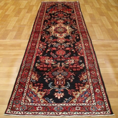 خرید آنلاین، فرش دستباف لاله جين همدان طرح لچک و ترنج سایز كناره رنگ زمینه سرمه اي کد ۴۰۰۰۰ | هنرظریف