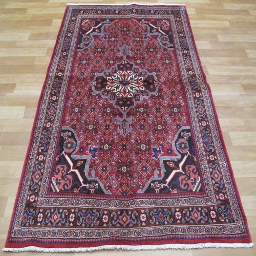 خرید آنلاین، فرش دستباف بيجار طرح ترنجي ماهي سایز قاليچه رنگ زمینه لاكي رنگ حاشیه سرمه اي کد ۴۰۰۱۳ | هنرظریف