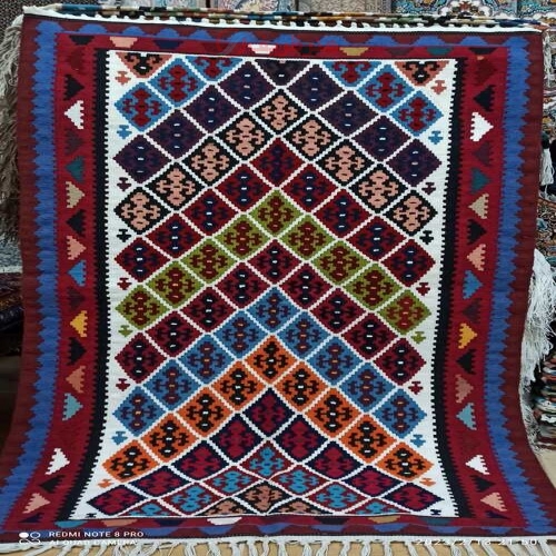 خرید، قیمت و مشخصات گلیم دست بافت دورو، جنس نخ اکرولیک _ هنرظریف