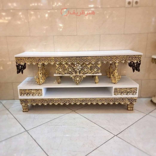 خرید، قیمت و مشخصات میز تلویزیون، آلومینیوم درجه 1، ورق ضخیم، بسیار زیبا و شیک، زیبا و چشم نواز | هنرظریف
