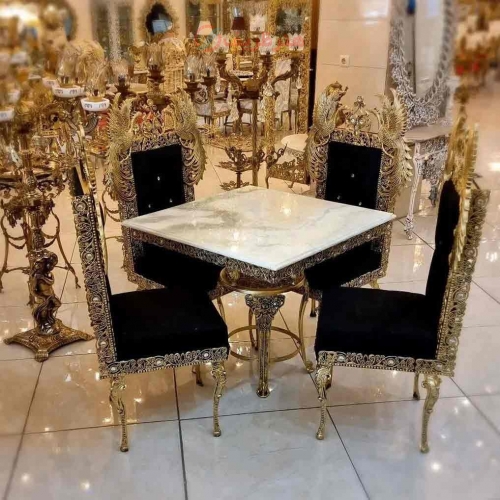 خرید، قیمت و مشخصات میز ناهارخوری 4 نفره، ورق ضخیم، آلومینیوم درجه 1 با روکش برنز، با ضمانت کیفیت کالا | هنرظریف