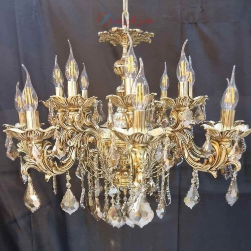 خرید، قیمت و مشخصات لوستر 8 شاخه برنزی 16 لامپ، قابلیت نصب لاله، برنز درجه 1، بسیار زیبا و شیک، باضمانت کیفیت کالا | هنرظریف