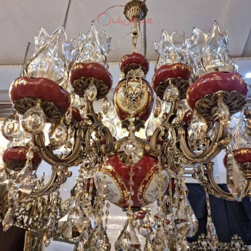 خرید، قیمت و مشخصات لوستر 6 شاخه برنزی، ترکیب برنز و سرامیک، برنز درجه 1، بسیار زیبا و شیک، باضمانت کیفیت | هنرظریف