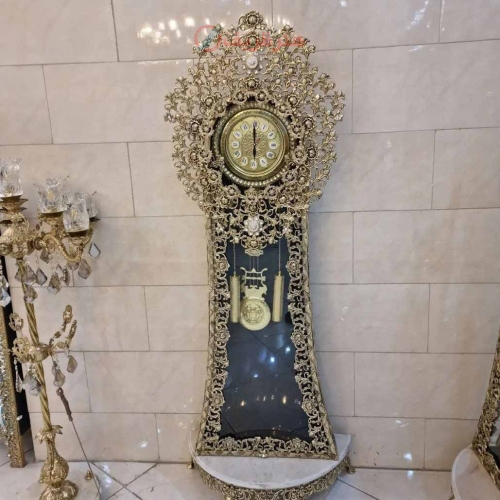 خرید، قیمت و مشخصات ساعت کنسول دار برنزی، بسیار زیبا و شیک، برنز درجه 1، با ضمانت کیفیت کالا | هنرظریف