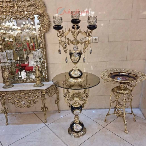 خرید، قیمت و مشخصات شمعدان و میز برنزی، ترکیب با سرامیک، بسیار زیبا و شیک، برنز درجه 1، با ضمانت کیفیت کالا | هنرظریف