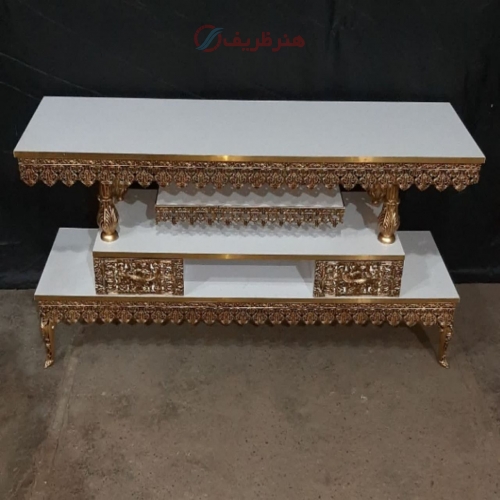 میز تلویزیون روکش برنز دو کشو و دو طبقه رنگ ثابت و کیفبت بالا زیر قیمت بازار | هنرظریف