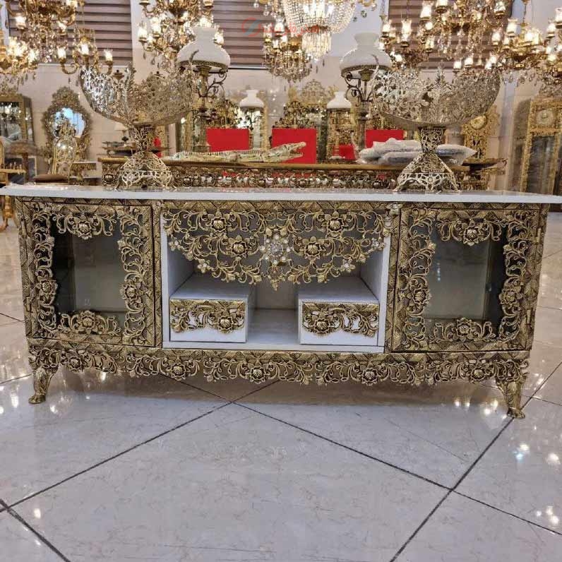 خرید، قیمت و مشخصات میز تلویزیون برنزی ، برنز درجه 1، ورق ضخیم، بسیار زیبا و شیک، با ضمانت کیفیت | هنرظریف