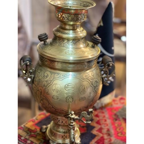 خرید آنلاین، سرویس سماور چهار لیتری توپی قلم خطی سوزنی، با ورق ضخیم و با کیفیت | هنرظریف