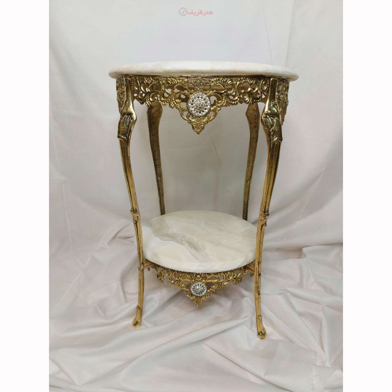 خرید، قیمت و مشخصات میز خاطره برنزی دو طبقه با کیفیت عالی و ثبات رنگ محصول تهران | هنرظریف