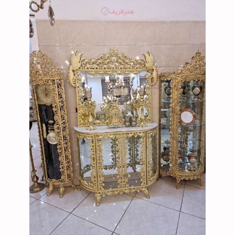 خرید قیمت و مشخصات بوفه طاووسی روکش برنز رنگ ثابت با کیفیت بالا و درجه یک با ضمانت و ماندگار محصول اصفهان | هنرظریف