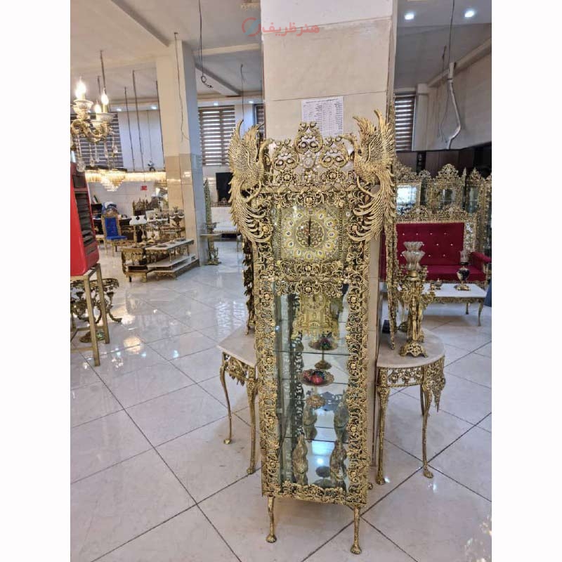 خرید، قیمت و مشخصات ساعت ایستاده با طرح طاووس، رنگ ثابت و روکش برنز و ورق ضخیم با کیفیت درجه یک | هنرظریف