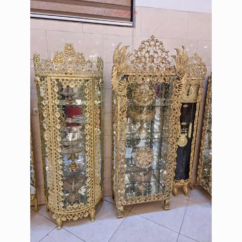 خرید، قیمت و مشخصات بوفه تاجدار طرح سیمرغ با کیفیت عالی و رنگ ثابت با ضخامت بالا و روکش برنز محصول اصفهان | هنرظریف