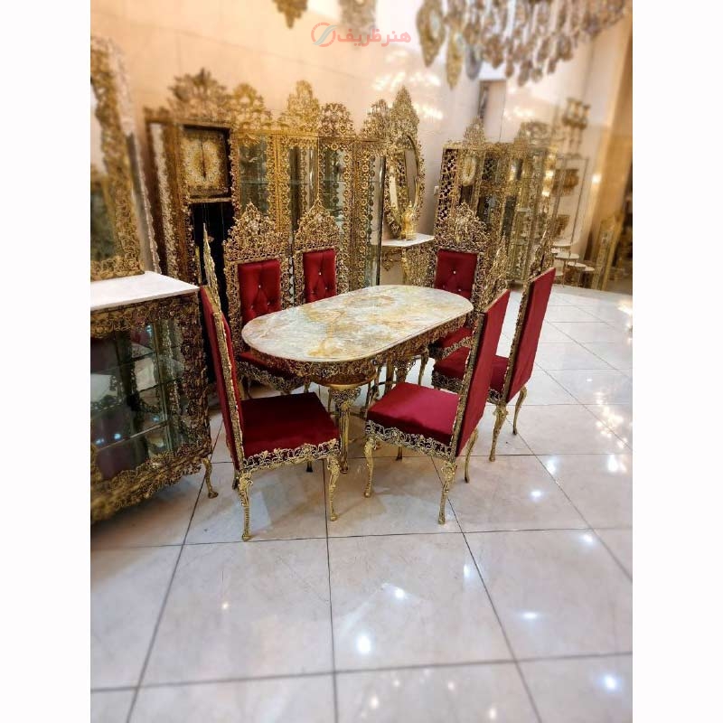 خرید قیمت و مشخصات ناهارخوری ۶ نفره در رنگ بندی دلخواه با کیفیت عالی و رنگ ثابت و روکش برنز محصول اصفهان | هنرظریف